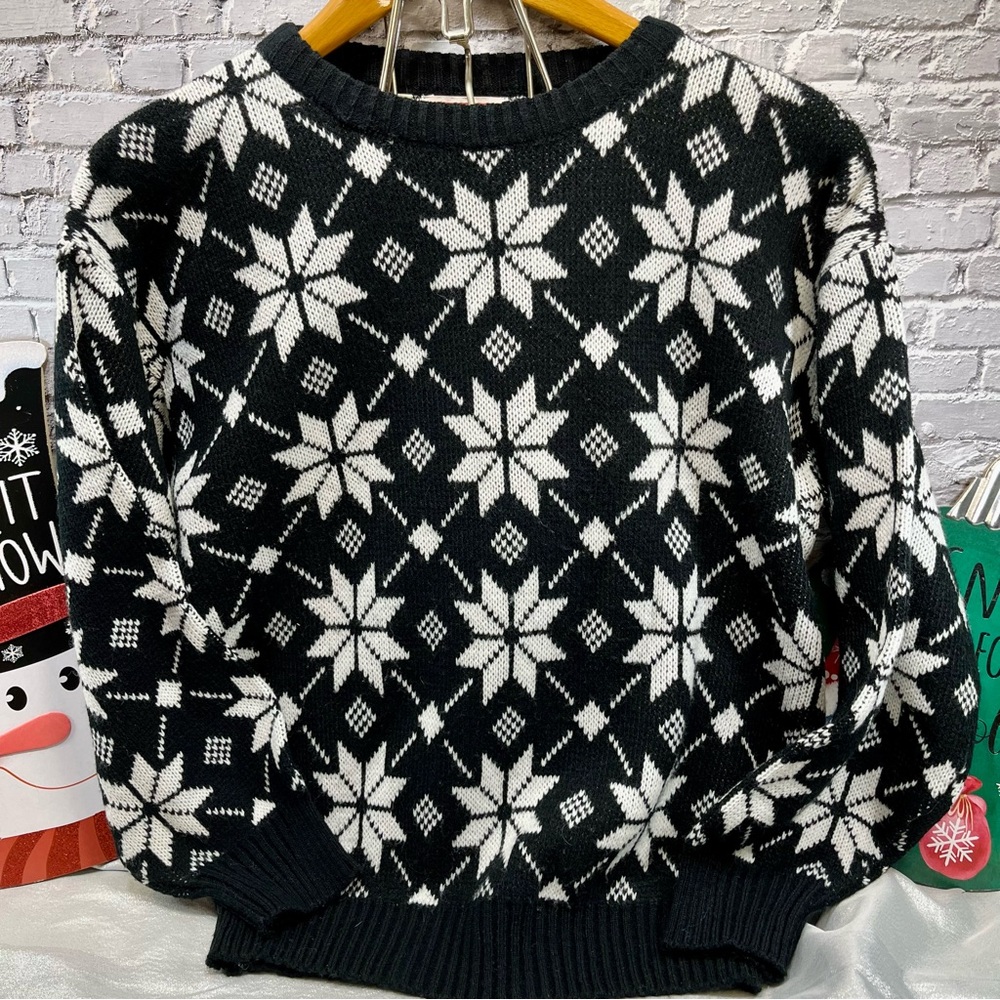 Snowflake Winter Grannycore Vintage 1980s Sweater - HEIDI size M